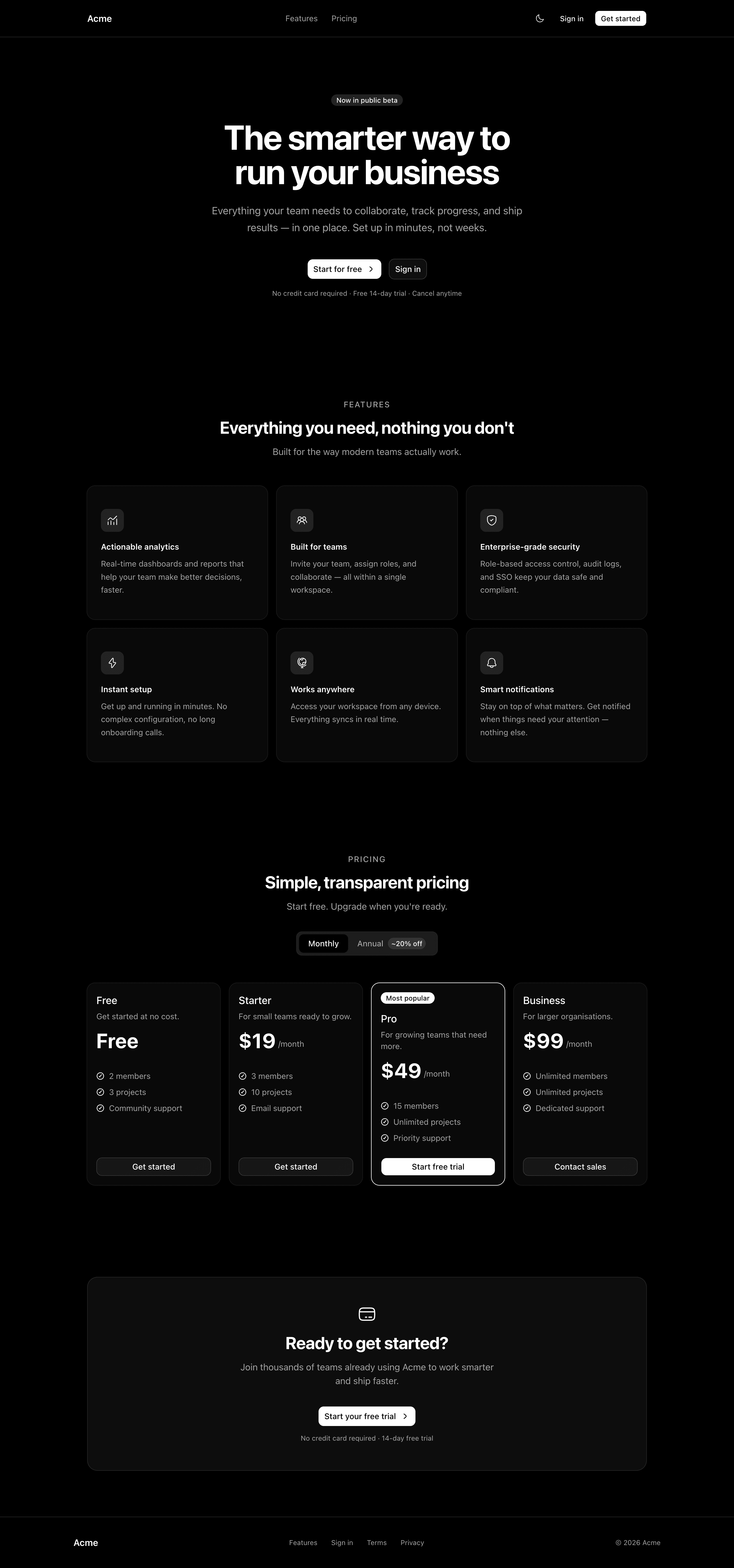 Landing page