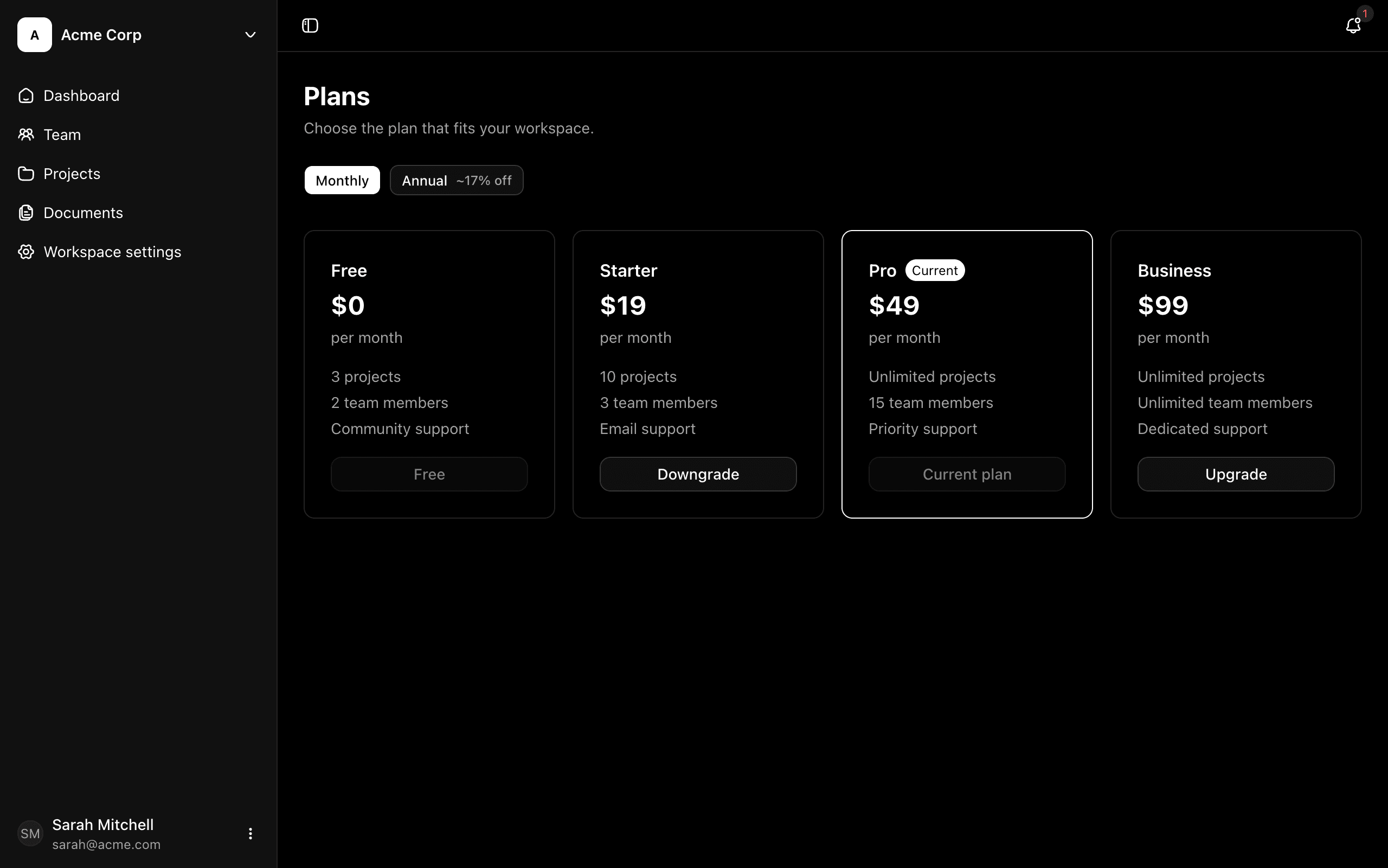 In-app pricing